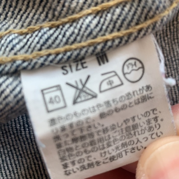 Levi’s Redloop Indigo Wash Jean Jacket Pleated Front Aqua Washed Buttons Size M - Picture 10 of 11